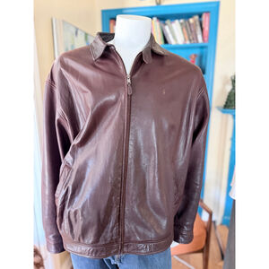 Men's Polo by Ralph Lauren Brown Leather Bomber Jacket XXL